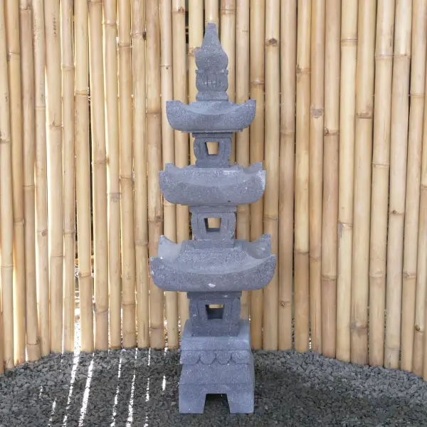 Product image 2 of the product “Japanese style Garden Lantern, made from Andesit Stone. Multipart. 110 cm Height, Roof is 35 cm width. ”